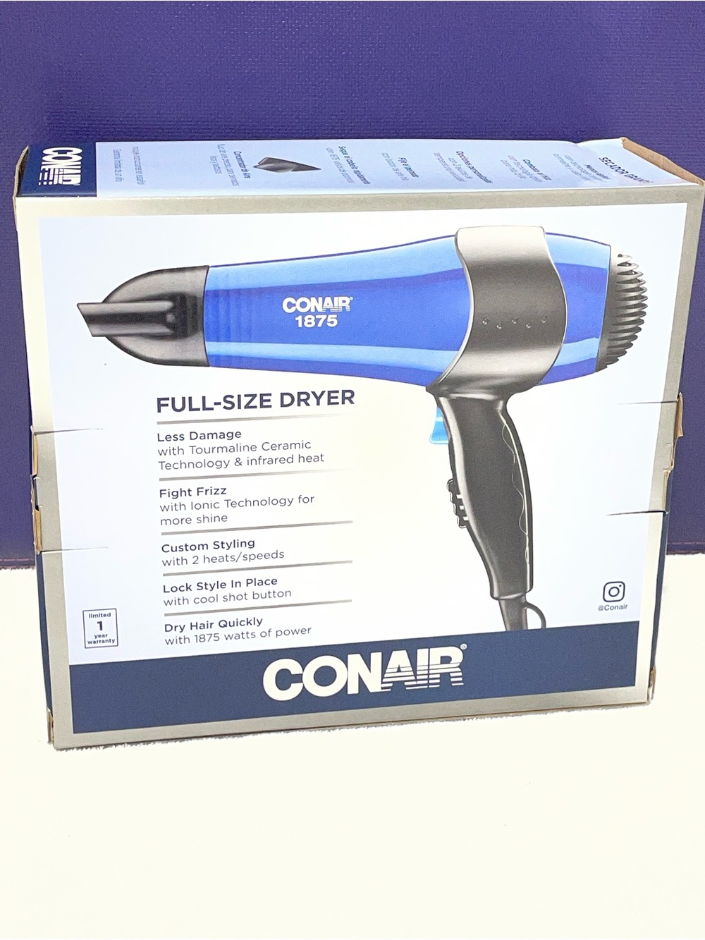 Conair 1875 Full-Size Hair Dryer in Blue